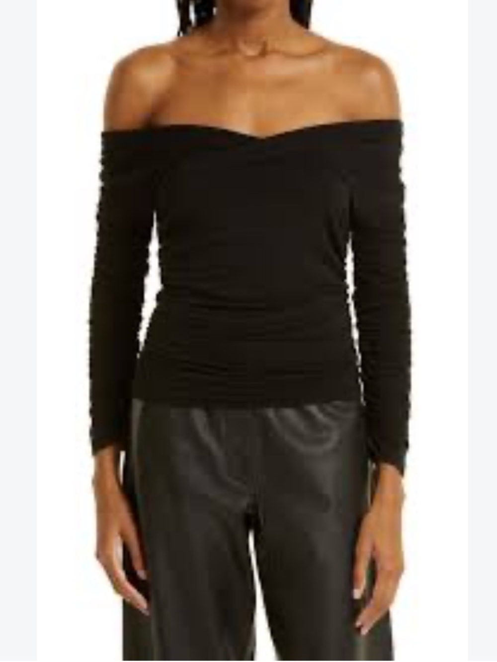 Baum Und Pferdgarten Joice Ruched Off The Shoulder Top Black(couture) Original